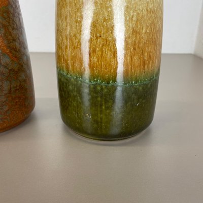 German Multi-Color Pottery Fat Lava Vases from Scheurich, 1970s, Set of 2-QZ-1169016