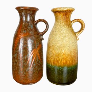 German Multi-Color Pottery Fat Lava Vases from Scheurich, 1970s, Set of 2-QZ-1169016