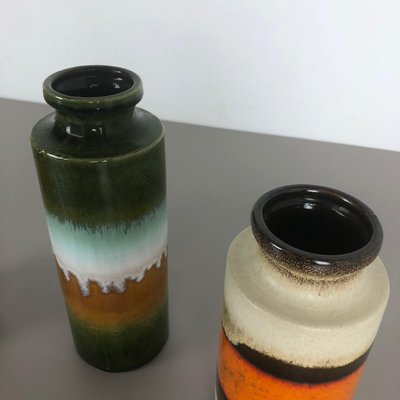 German Multicolor Fat Lava Vase Pottery by Scheurich, 1970s, Set of 3-QZ-1092984