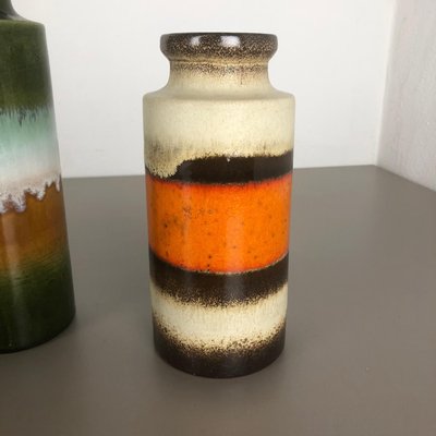 German Multicolor Fat Lava Vase Pottery by Scheurich, 1970s, Set of 3-QZ-1092984