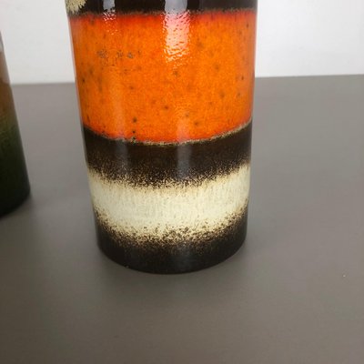 German Multicolor Fat Lava Vase Pottery by Scheurich, 1970s, Set of 3-QZ-1092984