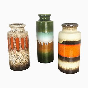 German Multicolor Fat Lava Vase Pottery by Scheurich, 1970s, Set of 3-QZ-1092984