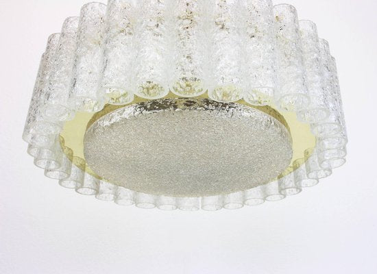 German Murano Glass Tubes Chandelier with Brass Surround by Doria, 1960s-UGR-1085595