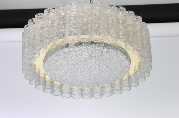 German Murano Glass Tubes Chandelier with Brass Surround by Doria, 1960s-UGR-1085595