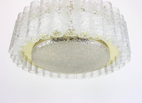 German Murano Glass Tubes Chandelier with Brass Surround from Doria, 1960s-UGR-1086141