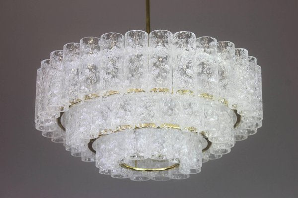 German Murano Ice Glass Tubes Chandelier by Doria, 1960s-UGR-1085500