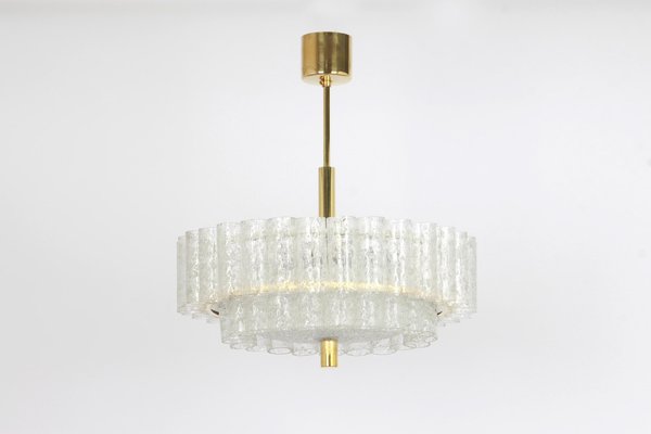 German Murano Ice Glass Tubes Chandelier by Doria, 1960s-UGR-1085447