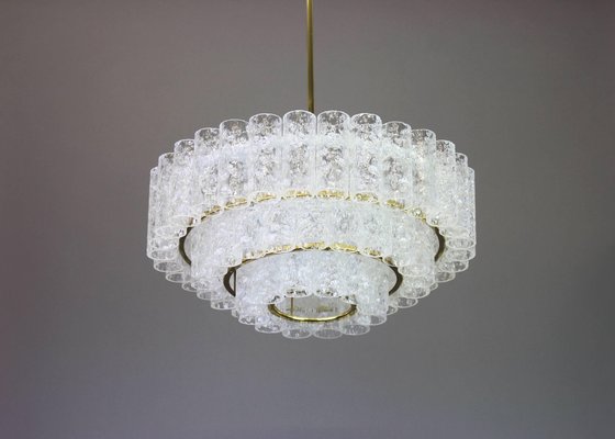 German Murano Ice Glass Tubes Chandelier by Doria, 1960s-UGR-1085500