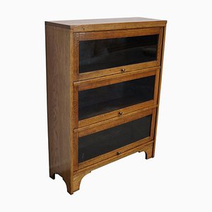 German Oak Bookcase with Folding Doors in Style of Globe Wernicke, 1930s-XO-1320887