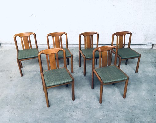 German Oak Dining Chairs, 1970s, Set of 6-RQV-869777