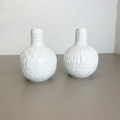 German Op Art Biscuit Porcelain Vases by Ak Kaiser, 1970s, Set of 2-QZ-1131869