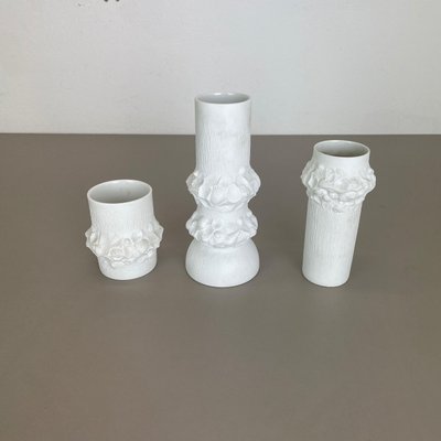 German Op Art Biscuit Porcelain Vases by Ak Kaiser, 1970s, Set of 3-QZ-1134015