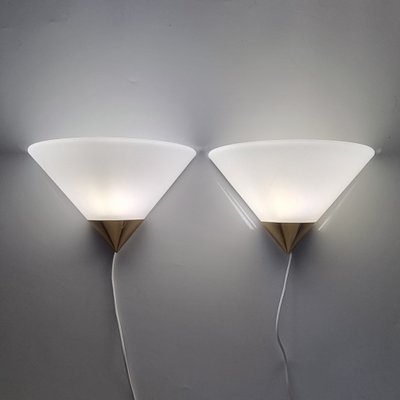 German Opal Glass Wall Lamps or Sconces from Limburg, 1970s, Set of 2-BMM-1299687