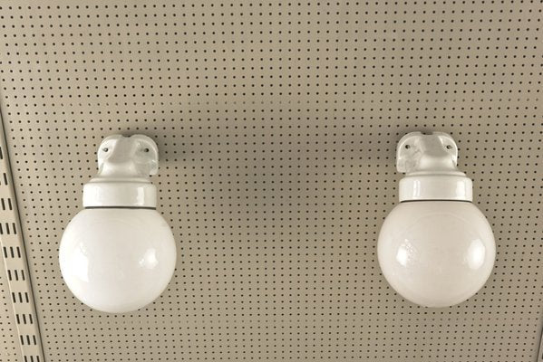 German Outdoor Wall Lamps in Porcelaine, 1935, Set of 2-LOB-1295970