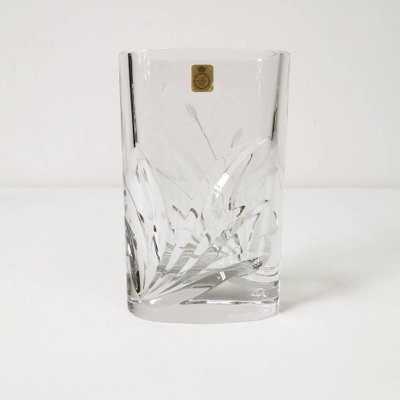 German Oval Crystal Vase from Bleikristal, 1960s-ZTG-1404800