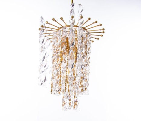 German Palwa Tendril Ribbon Chandelier Crystal Glass & Gilt-Brass, 1960s-DEK-932399