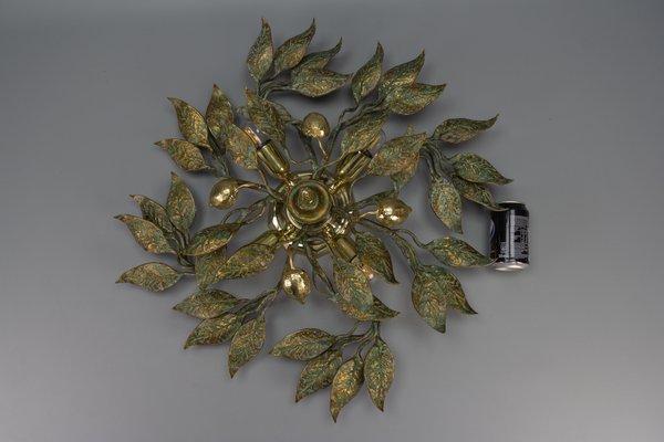 German Patinated Brass Flush Mount by Hans Möller, 1970s-KEG-1732609