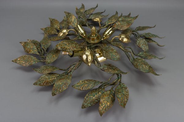 German Patinated Brass Flush Mount by Hans Möller, 1970s-KEG-1732609