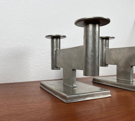 German Pewter Model 551 Minimalist Candleholder by Karl Raichle for Meersburg, 1930s, Set of 2-UAH-2024484