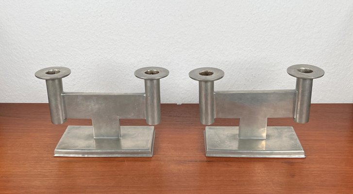 German Pewter Model 551 Minimalist Candleholder by Karl Raichle for Meersburg, 1930s, Set of 2-UAH-2024484