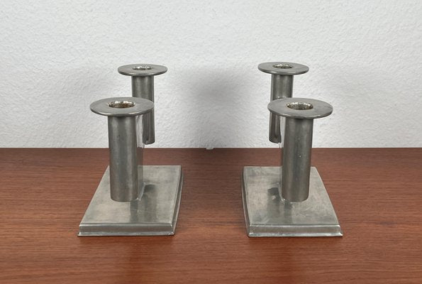 German Pewter Model 551 Minimalist Candleholder by Karl Raichle for Meersburg, 1930s, Set of 2-UAH-2024484