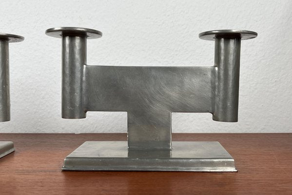 German Pewter Model 551 Minimalist Candleholder by Karl Raichle for Meersburg, 1930s, Set of 2-UAH-2024484