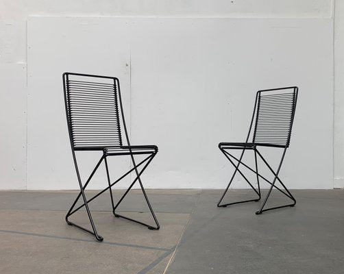 German Postmodern Black Kreuzschwinger Chairs by Till Behrens for Schlubach, 1980s, Set of 2-UAH-1078787