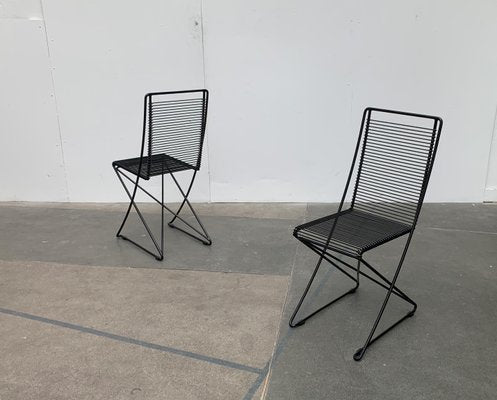 German Postmodern Black Kreuzschwinger Chairs by Till Behrens for Schlubach, 1980s, Set of 2-UAH-1078787