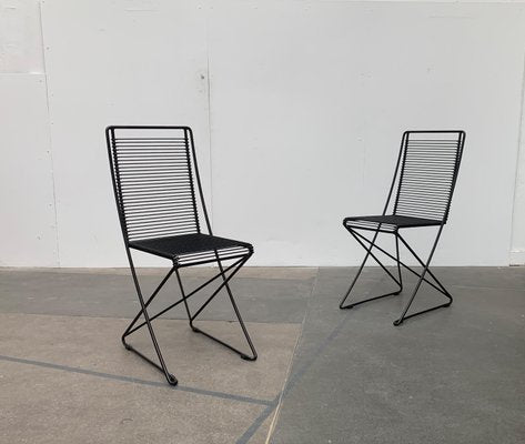 German Postmodern Black Kreuzschwinger Chairs by Till Behrens for Schlubach, 1980s, Set of 2-UAH-1078787