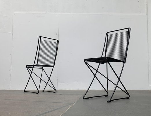 German Postmodern Black Kreuzschwinger Chairs by Till Behrens for Schlubach, 1980s, Set of 2-UAH-1078787