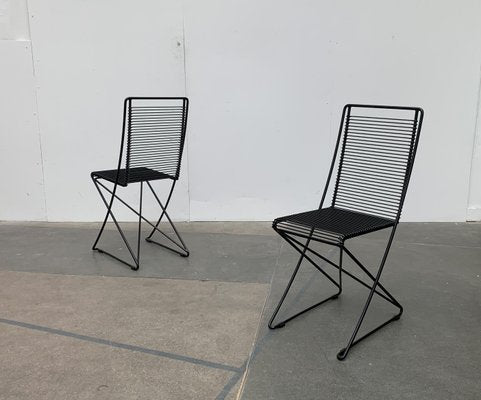 German Postmodern Black Kreuzschwinger Chairs by Till Behrens for Schlubach, 1980s, Set of 2-UAH-1078787