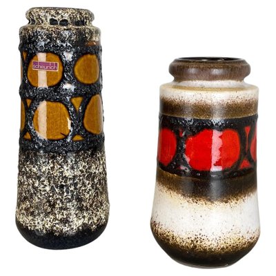 German Pottery Fat Lava Vases from Scheurich, 1970s, Set of 2-QZ-1257939