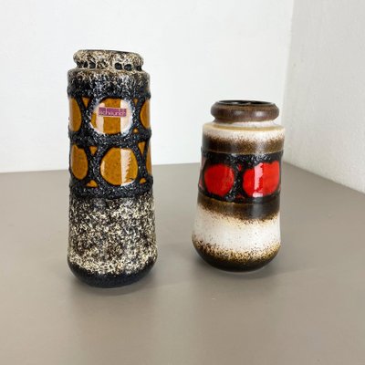 German Pottery Fat Lava Vases from Scheurich, 1970s, Set of 2-QZ-1257939