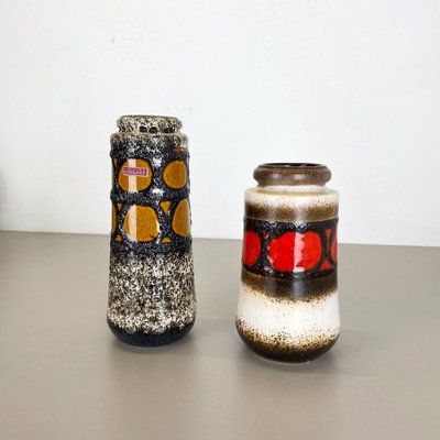 German Pottery Fat Lava Vases from Scheurich, 1970s, Set of 2-QZ-1257939