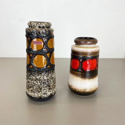 German Pottery Fat Lava Vases from Scheurich, 1970s, Set of 2-QZ-1257939