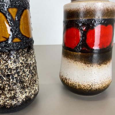 German Pottery Fat Lava Vases from Scheurich, 1970s, Set of 2-QZ-1257939