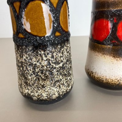 German Pottery Fat Lava Vases from Scheurich, 1970s, Set of 2-QZ-1257939