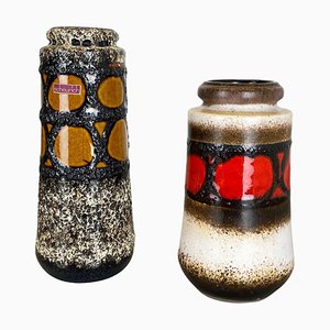 German Pottery Fat Lava Vases from Scheurich, 1970s, Set of 2-QZ-1257939