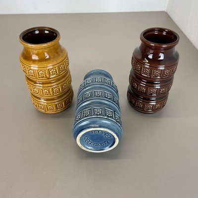 German Pottery Fat Lava Vases Multi-Color by Scheurich, 1970s, Set of 3-QZ-1290489