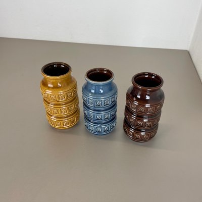 German Pottery Fat Lava Vases Multi-Color by Scheurich, 1970s, Set of 3-QZ-1290489