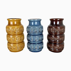 German Pottery Fat Lava Vases Multi-Color by Scheurich, 1970s, Set of 3-QZ-1290489