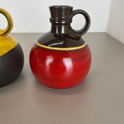 German Pottery Vases in Red and Yellow from Steuler Ceramics, 1970s, Set of 2-QZ-1257932