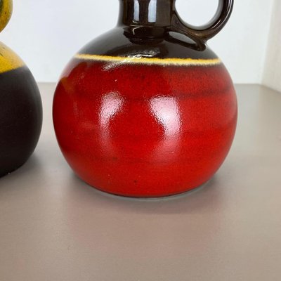 German Pottery Vases in Red and Yellow from Steuler Ceramics, 1970s, Set of 2-QZ-1257932