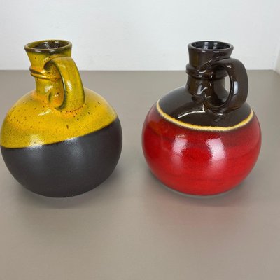 German Pottery Vases in Red and Yellow from Steuler Ceramics, 1970s, Set of 2-QZ-1257932