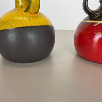 German Pottery Vases in Red and Yellow from Steuler Ceramics, 1970s, Set of 2-QZ-1257932