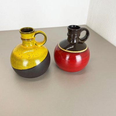 German Pottery Vases in Red and Yellow from Steuler Ceramics, 1970s, Set of 2-QZ-1257932