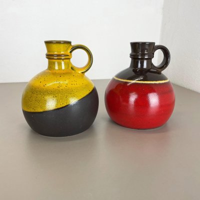 German Pottery Vases in Red and Yellow from Steuler Ceramics, 1970s, Set of 2-QZ-1257932