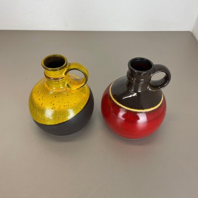 German Pottery Vases in Red and Yellow from Steuler Ceramics, 1970s, Set of 2-QZ-1257932