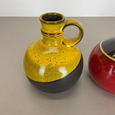 German Pottery Vases in Red and Yellow from Steuler Ceramics, 1970s, Set of 2-QZ-1257932