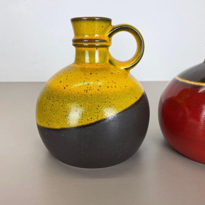 German Pottery Vases in Red and Yellow from Steuler Ceramics, 1970s, Set of 2-QZ-1257932